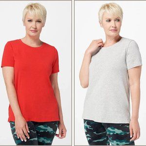 Cuddl Duds Cotton Core 2-Pack of Short-Sleeve Tops - Red/Grey